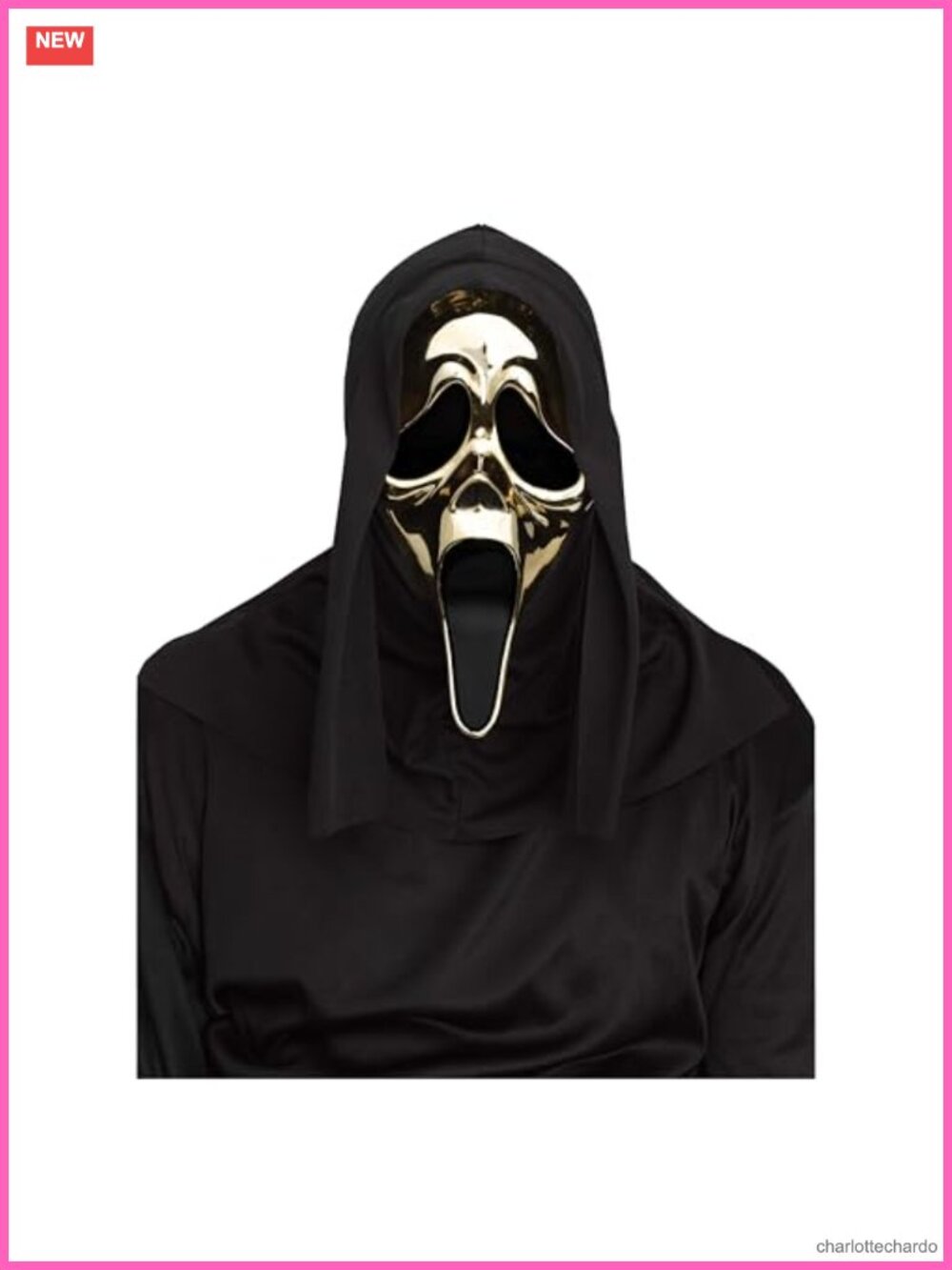 Officially Licensed Ghost Face Gold Chrome Plated Mask Adult Halloween
